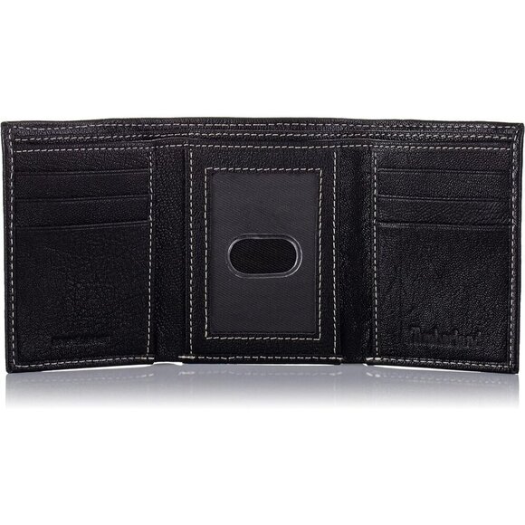 Men's Genuine Leather Black Rfid Blocking Trifold Wallet One Size - Picture 4 of 8